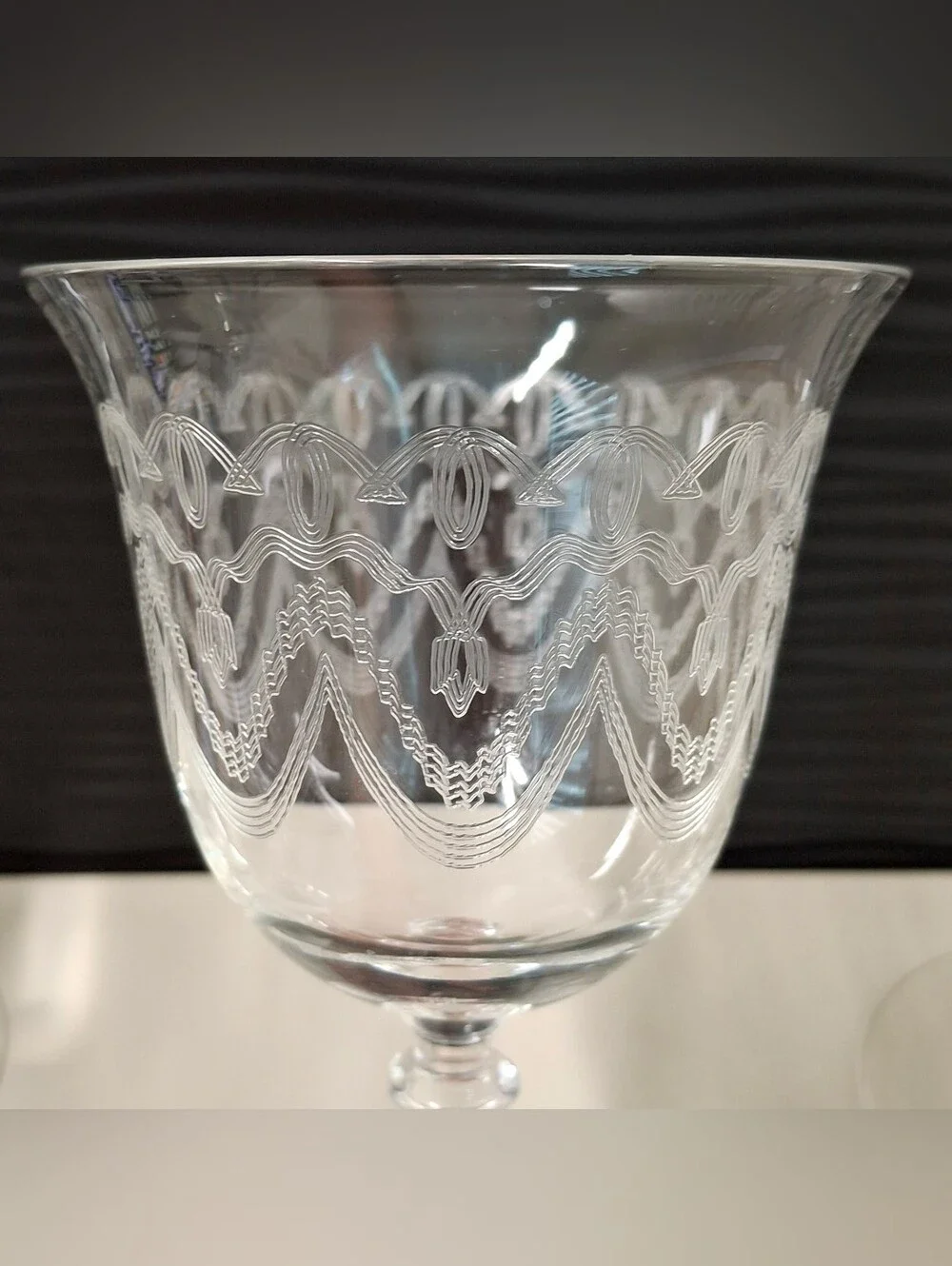 VTG Bryce Crystal Etched Water Wine Goblets Glasses Pattern 784 Set Of Four